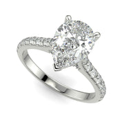 Madeline Pear Cut Pave Hidden Halo 4 Prong Claw Set Engagement Ring Setting - Nivetta